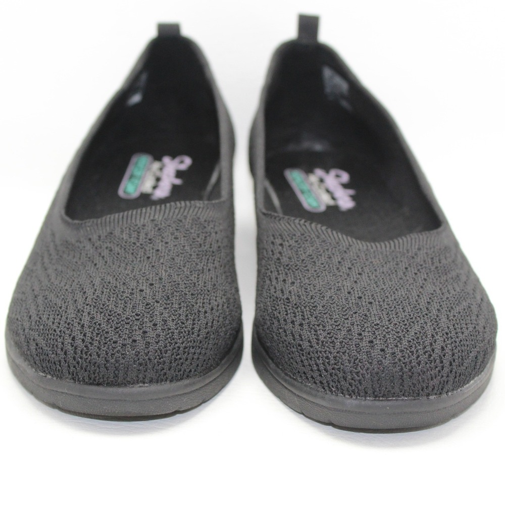 Skechers Stretch Fit Black Knit Slip On Flats Air‎ Cooled Memory Foam Womens 10